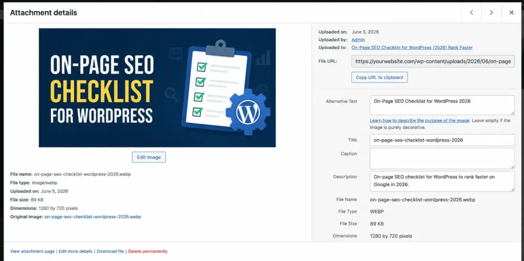 Alt image seo settings